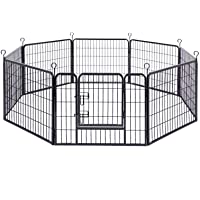 FEANDREA Parque para Mascotas Perros Corral Plegable para Juego Entrenamiento 8 Piezas combinables Negro 77 x 60 cm…
